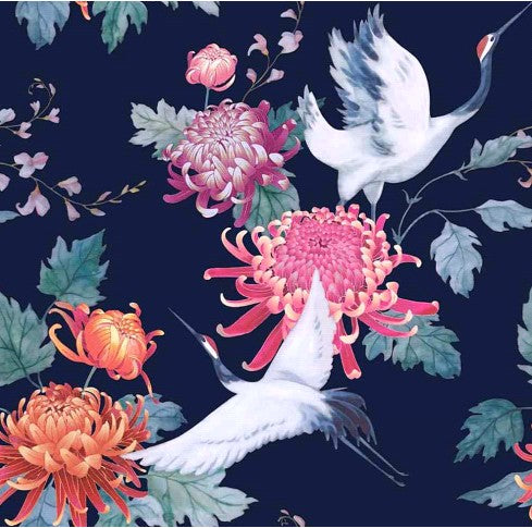 PRINT- CRANE,  100% LINEN  5.5  OZ, WIDTH  54/56" WIDE